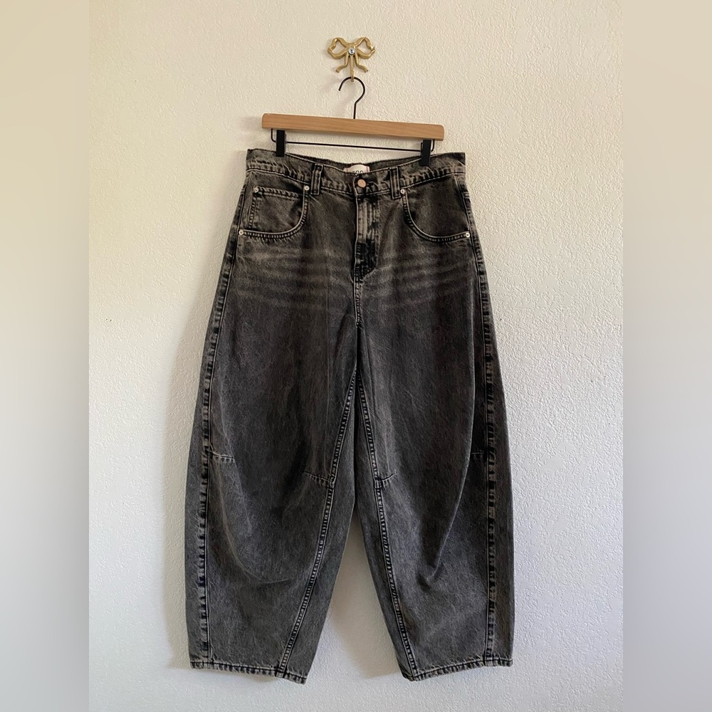 BDG Rih Mid-Rise Balloon Baggy Jeans Washed Black Gray Size 29